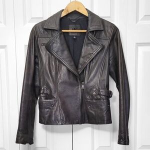 Banana Republic Leather Moto Jacket dark brown coat